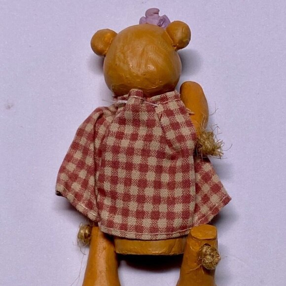 Russ Berrie & Co. 13900 Collectible Jointed Mini’s Wooden Bear Shelf Sitter VTG - Picture 7 of 10